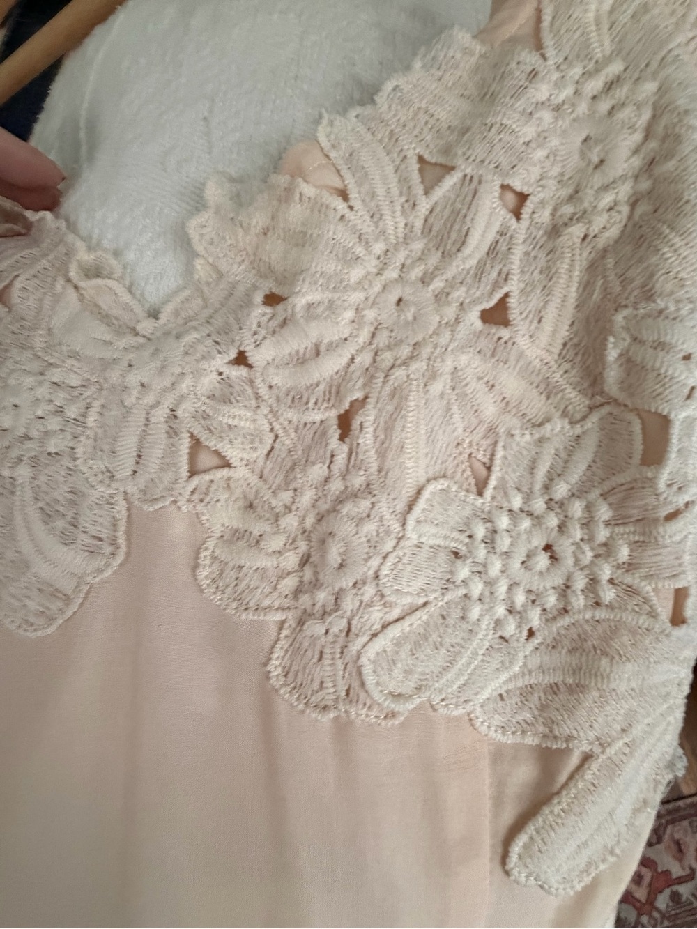 Esley Blush Floral Lace Slip Dress Sleeveless Medium Boho Romantic Cotton Silk - Picture 11 of 14